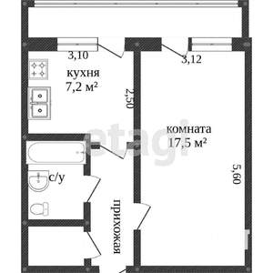 1-к квартира, вторичка, 33м2, 5/5 этаж