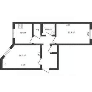 2-к квартира, вторичка, 53м2, 5/5 этаж