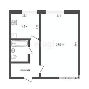 1-к квартира, вторичка, 33м2, 8/9 этаж