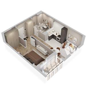 1-к квартира, вторичка, 44м2, 2/22 этаж
