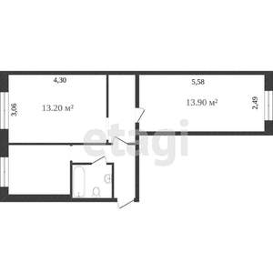 2-к квартира, вторичка, 43м2, 4/5 этаж