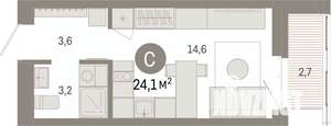 Студия квартира, вторичка, 24м2, 6/9 этаж