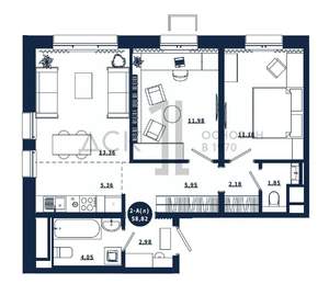 2-к квартира, вторичка, 59м2, 11/16 этаж