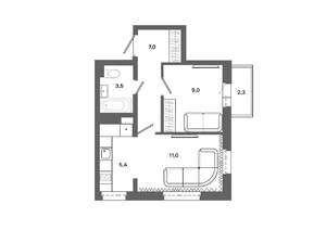 2-к квартира, вторичка, 37м2, 7/16 этаж
