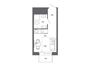 Студия квартира, вторичка, 17м2, 5/19 этаж
