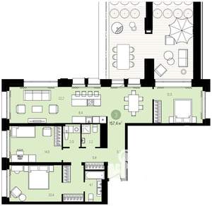 3-к квартира, строящийся дом, 164м2, 4/16 этаж