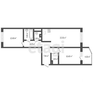 2-к квартира, вторичка, 68м2, 6/17 этаж