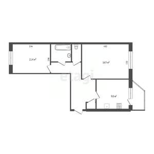 2-к квартира, вторичка, 53м2, 3/5 этаж