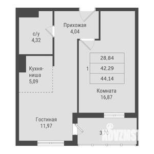1-к квартира, вторичка, 44м2, 7/23 этаж