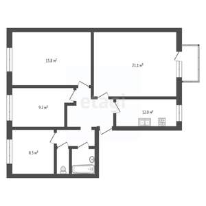 3-к квартира, вторичка, 74м2, 5/5 этаж