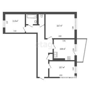 3-к квартира, вторичка, 72м2, 3/9 этаж