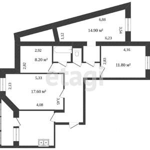 4-к квартира, вторичка, 83м2, 1/9 этаж