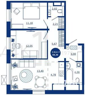 2-к квартира, вторичка, 58м2, 17/17 этаж