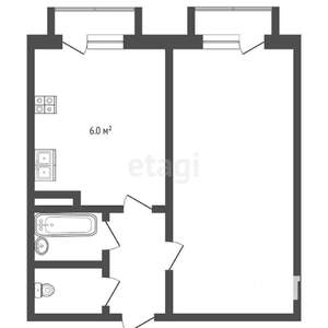 2-к квартира, вторичка, 35м2, 1/5 этаж