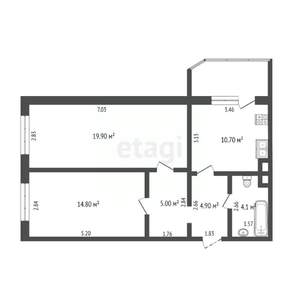 2-к квартира, вторичка, 59м2, 16/17 этаж