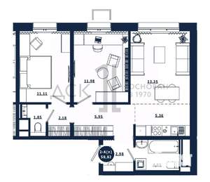 2-к квартира, вторичка, 59м2, 12/16 этаж