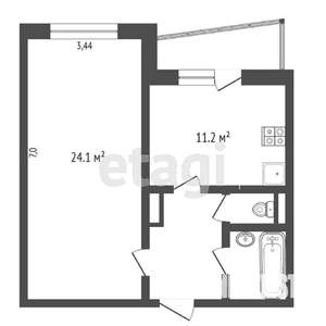 1-к квартира, вторичка, 45м2, 9/16 этаж