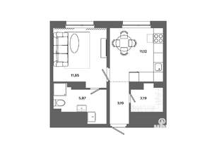 1-к квартира, вторичка, 35м2, 2/19 этаж