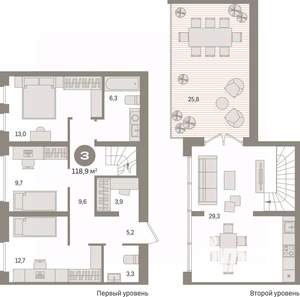3-к квартира, вторичка, 119м2, 8/8 этаж
