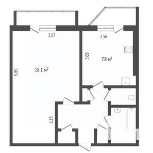 1-к квартира, вторичка, 36м2, 9/9 этаж