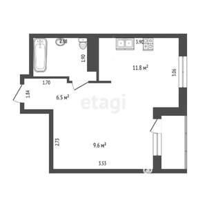1-к квартира, вторичка, 32м2, 6/9 этаж
