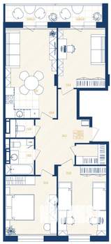 3-к квартира, вторичка, 92м2, 8/25 этаж