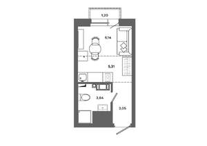 Студия квартира, вторичка, 19м2, 9/19 этаж