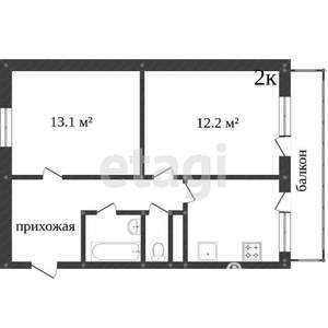 2-к квартира, вторичка, 47м2, 4/9 этаж