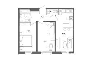 2-к квартира, вторичка, 57м2, 13/19 этаж