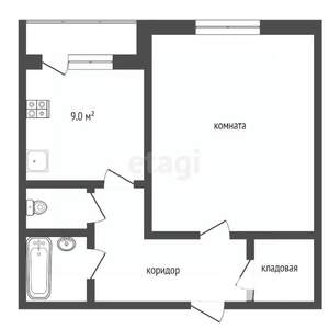 1-к квартира, вторичка, 43м2, 5/5 этаж