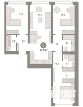 3-к квартира, вторичка, 93м2, 2/9 этаж