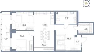 1-к квартира, вторичка, 95м2, 22/25 этаж