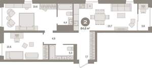 2-к квартира, вторичка, 85м2, 11/15 этаж