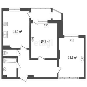 2-к квартира, вторичка, 83м2, 6/16 этаж