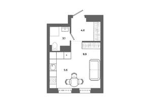 Студия квартира, вторичка, 23м2, 10/16 этаж