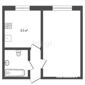 1-к квартира, вторичка, 33м2, 9/9 этаж