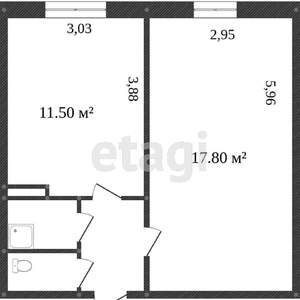 1-к квартира, вторичка, 35м2, 4/5 этаж
