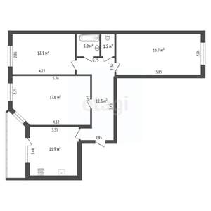 3-к квартира, вторичка, 78м2, 9/9 этаж