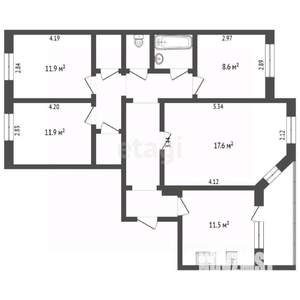 4-к квартира, вторичка, 88м2, 1/9 этаж