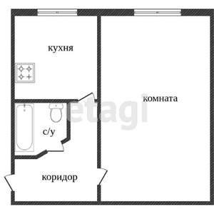 1-к квартира, вторичка, 30м2, 5/5 этаж