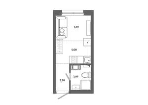 Студия квартира, вторичка, 16м2, 6/19 этаж