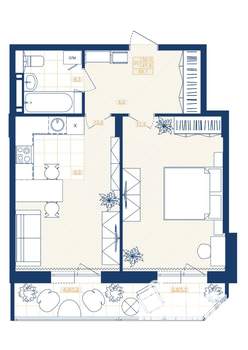 1-к квартира, вторичка, 50м2, 9/25 этаж