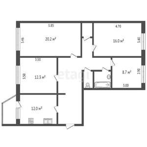 4-к квартира, вторичка, 88м2, 4/5 этаж