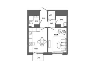 1-к квартира, вторичка, 39м2, 11/19 этаж