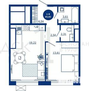 1-к квартира, вторичка, 46м2, 15/17 этаж