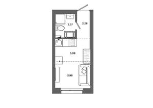 Студия квартира, вторичка, 16м2, 12/19 этаж