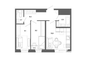 2-к квартира, вторичка, 43м2, 14/19 этаж