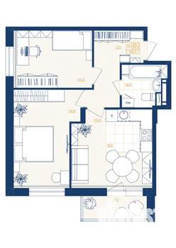 2-к квартира, вторичка, 56м2, 4/25 этаж