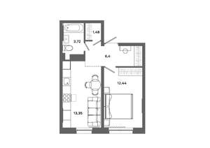 1-к квартира, вторичка, 37м2, 3/19 этаж