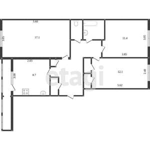 3-к квартира, вторичка, 67м2, 4/5 этаж